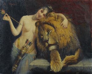 The Goddess Diana and the Lion - Angelo von Courten